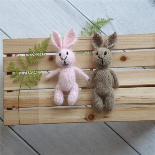 Easter Rabbit Knitted Bunny Toy Photography Props Stuffed Tiny Toy Rabbit Crochet Newborn Baby Doll Gift Amigurumi Animal