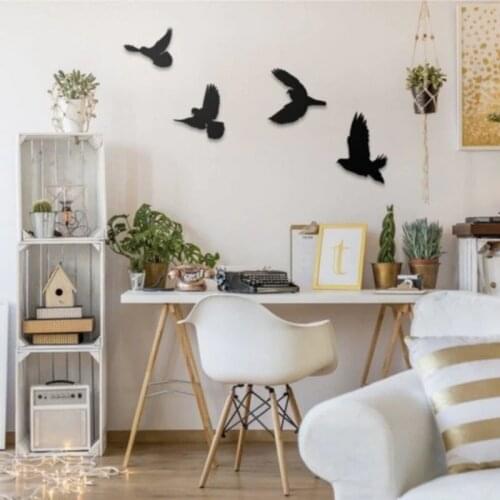 Gift Decorative Modern Four Bird Wood Self Adhesive Home Decor Art Wall Decor Family Wall Sticker Decoration Family Art