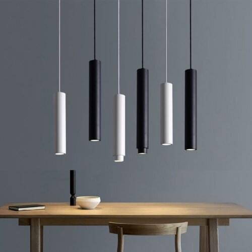 7W Adjustable Focus Long Tube Pendant Lamp Decor Shop Counter Dining Room Hanging Light Modern Cylinder Pipe Pendant Light
