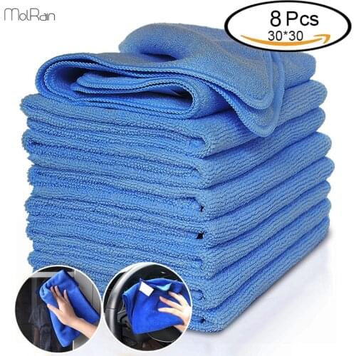 8pcs Car Wash Towel Microfiber Fabric Soft Solid Hand Towels for Cars Windows Cleaning House Wash Clean Towel Absorbent Decor