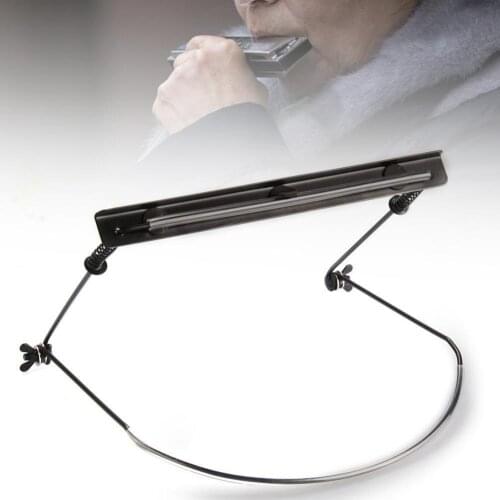 Adjustable Beginner Portable Simple Harmonica Mouth Organ Hang Neck Holder Stand 10 Holes Harmonica Harp Rack Metal Bracket