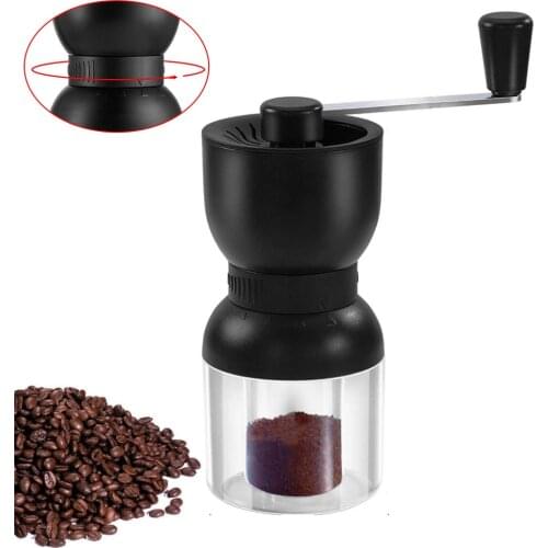 Manual Coffee Grinder with Ceramic Burrs Hand Coffee Mill with Two Containers Adjustable Grind Refillable Lids Quiet Portable