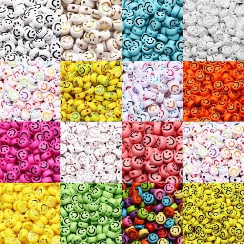 4x7mm Smiley Face Flat Round Loose Beads Acrylic Spacer For Jewelry Making Accessories Fidings Bracelet Necklace Childrens Toy