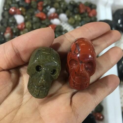 Skull Statue Natural Stone Carved Decoration Healing Crystal Reiki Gem Figurine Spiritual Wicca Energy Supplies Gemstone Gift