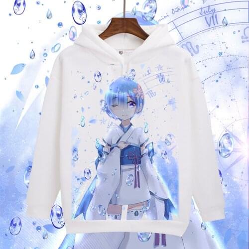 Re:Life In A Different World From Zero Cosplay Hoodie Ram Rem Cartoon Hoodies Sweatshirts Pullover Halloween Cosplay Costume