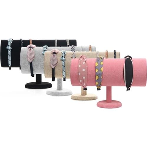 Velvet Jewelry Display Stand Headwear Headband Hair Clasp Tiaras Display Rack Storage Organizer 12.5x36cm
