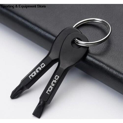 1set Key Ring EDC Screwdriver Set Pocket Outdoor Tool Set Multitools Keychain Sliver Black Stainless Steel Multi Tools