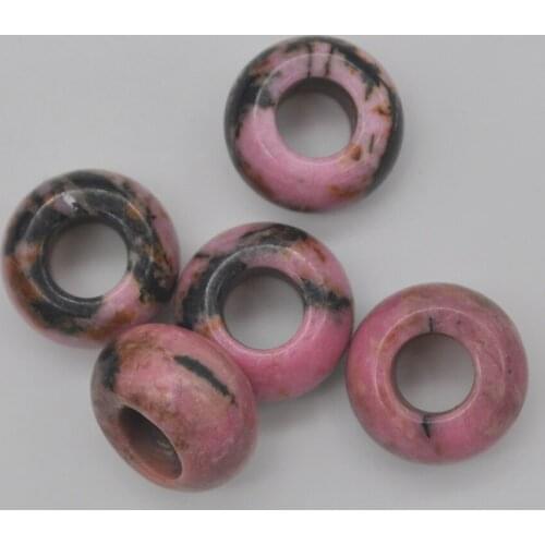 14MM Rhodonite Big Hole Loose Beads Charms Fit Charms Jewelry For Woman Gift Bracelet Findings (5 pcs/lot) H179