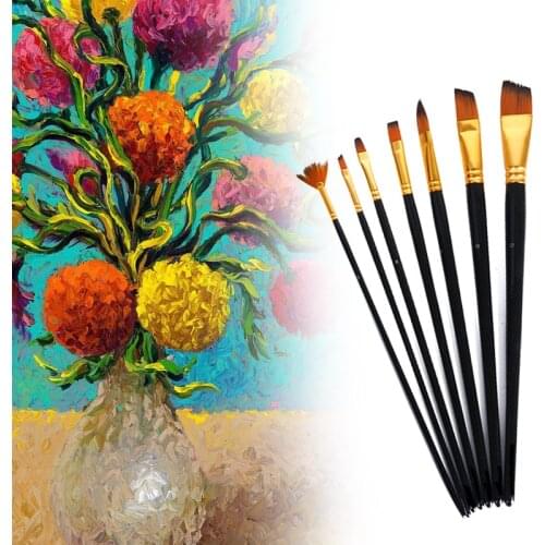 15 Pcs Artist Paint Brush Set Long Handle Portable for Watercolor Acrylic Oil Painting NK-Shopping