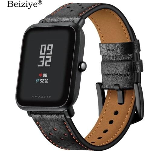 20mm Genuine Leather Watch Strap For Xiaomi Huami Amazfit Bip Youth Wrist Strap Bracelet For Xiaomi Amazfit Bip Smart Watch Belt