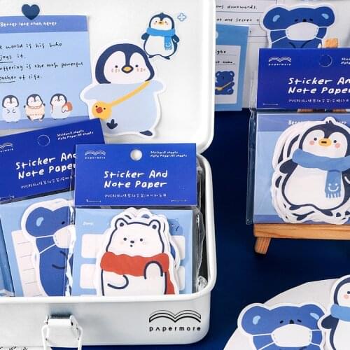 56sheets 85mm*130mm Cute Penguin PVC Sticker Memo Pad Combination Sticker Pack Journal Decoration kawaii School Supplies