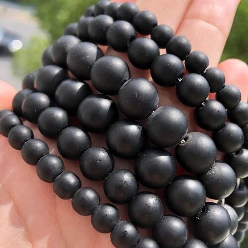AAA Natural Polish Matte Black Agates Onyx Stone Round Carnelian Bead For Jewelry Making DIY Needlework Bracelet Necklace 15inch