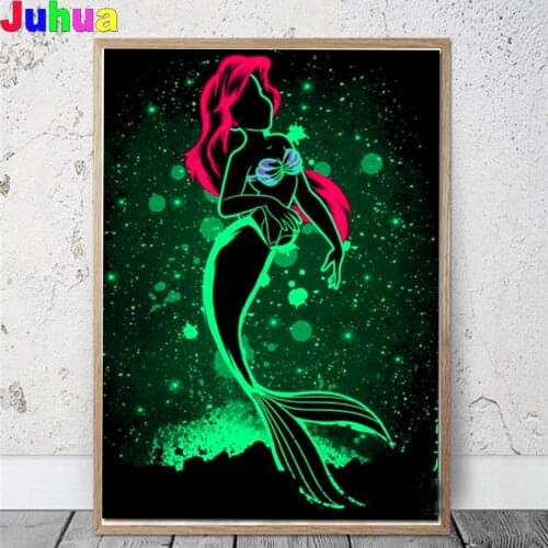 5d diy Diamond Painting Full Square Cartoon Red Hair Girl Living Room Wall Decoration Mosaic Mermaid Diamond Art Children Gift