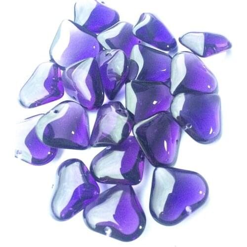Free Shipping 20Pcs 22*22mm Lovely Violet Glass Heart Shape Smooth Beads With One Hole For Diy Crystal Chandelier Pendants