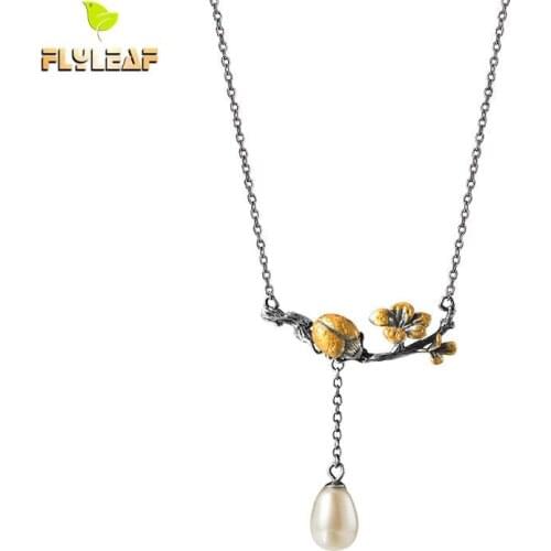 925 Sterling Silver Ladybug Flower Pearl Necklace Women Chinese Style Lady Student Vintage Fine Jewelry Flyleaf