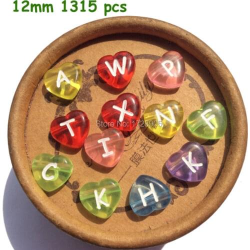 Letter Beads for Jewelry making Acrylic Beads 12mm 1315pcs Transparent Beads mix A-Z Alphabet Beads Heart Beads for Kids DIY