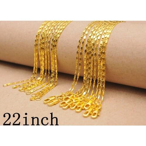 5PCS 22inch Yellow Gold Filled Necklaces Chain For Pendant With Lobster Clasps Wholesale Lots Findings