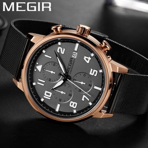MEGIR Watch Men Waterproof Chronograph Military Male Clock Top Brand Luxury Stainless Steel Business Man Sport Wristwatch 2157
