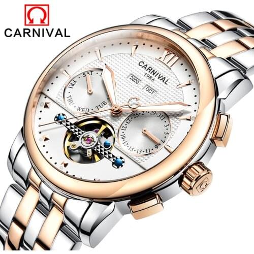 Fashion tourbillon watch men gold Stainless steel Automatic mechanical Sapphire waterproof white watch relogio masculino