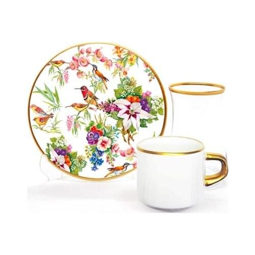 Drop Focus Tea Coffee Set 18 Pieces Bird Garden