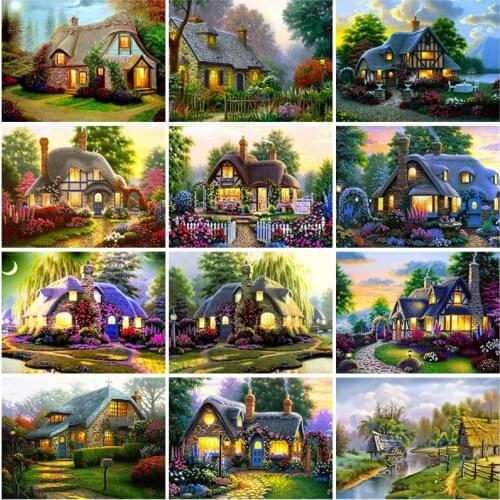 DIY Wood Cabin 5D Diamond Painting Full Square Drill Scenic Diamond Embroidery Cross Stitch Mosaic Resin Wall Art Home Decor