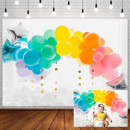 Avezano Cake Smash Backdrop Birthday Color Balloons Photography Background Studio Twinkle Little Star Photozone Photophone Decor