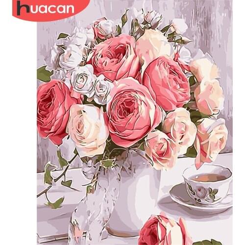 HUACAN DIY Painting By Number Flowers Drawing On Canvas Gift Pictures By Numbers Kits Hand Painted Paintings Art Home Decor