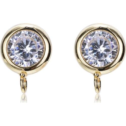 RWJ017 Exquisite Round Cubic Zirconia Earring Gold Electroplated DIY Earring Accessory Women Fashion Earring Design Findings