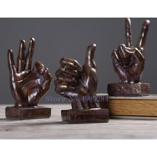 Creative Resin Crafts Gesture Finger Manpower Hands Crafts Decoration Study Modern Home Decoration Room Accessories