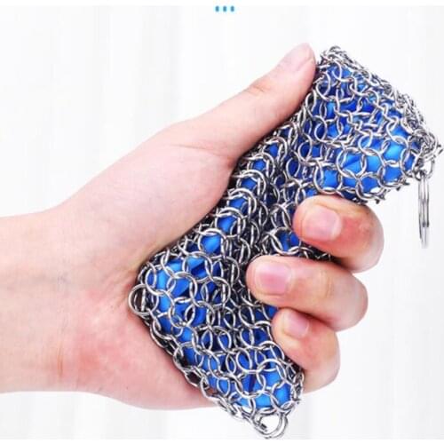 Kitchen Accessories Cast Iron Stainless Steel Cleaner Chainmail Scrubber for skillet Wok Pot Pan Pre-seasoned Barbecue Y9UA