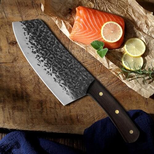 Kitchen Chef Knife Tool Forged Chinese Knife Camping Serbian Knife Handmade Full Tang Kitchen Butcher Nakiri Chopper Knife Tool