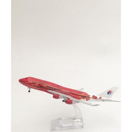 20cm Malaysia Red Flower Boeing 747 Plane Model Airplane Model Aircraft Model 1:300 Diecast Metal Planes Toys Gift