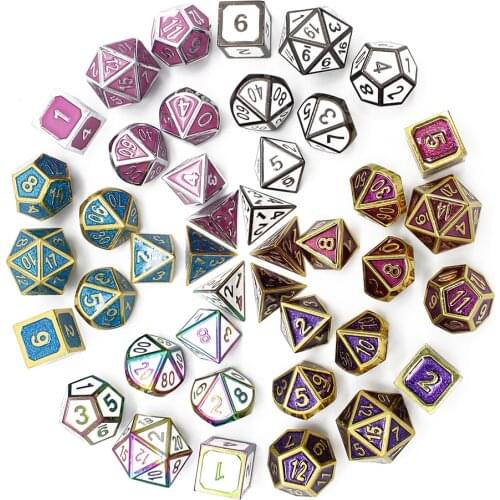 Metal dice rpg game dnd dices set rpg polyhedral solid dice table games Zinc alloy digital d&d dice 7pcs d4 d6 d8 d10 d12 d20
