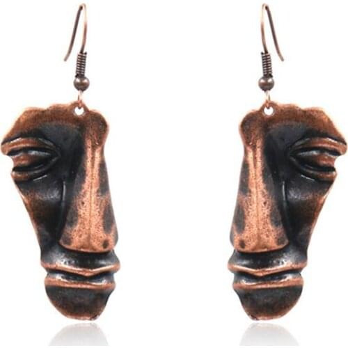 Fashion Alloy Womens Hook Funny Abstract Metal Lady Dangle Face Earring Pendant Jewelery y1541