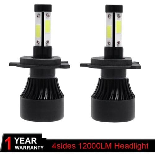 Muxall 100W 4side Chips H4 H7 LED Car Headlight Bulbs H11 9005 9006 Hi-Lo Beam 12000lm 6500K Auto Headlamp Led Light DC12v 24v