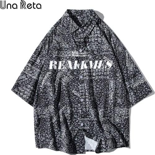 Una Reta Short Sleeve Mans Shirt New Summer Casual Men Clothing Fashion Tops Harujuku Hip Hop Print Oversized Shirts For Men