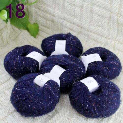 Sale 6ballsX50gr Luxury Fluffy Soft NEW MOHAIR Shawls Hand Knit Crochet Yarn Navy blue 18