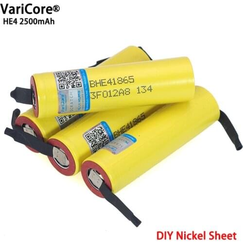 New Original HE4 2500mAh Li-Ion 18650 battery 3.7V rechargeable batteries Max 20A ... 35A discharge + nickel sheet