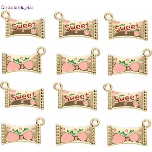 5PCS sweetmeat Charms Candy Pendant For Earrings Gold Alloy Necklace Pendants Earrings Sweety Jewelry Findings Food Gift Funny
