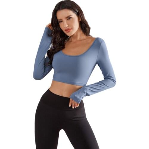 Sexy Backless Yoga Top Long Sleeve Workout Top for Women Fitness Gym Crop Top Athletic Running Shirt Female Quick-Dry Sportswear