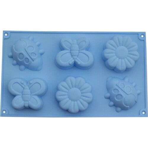 6-Cavity Silicone Cake Mold DIY Butterfly Bee Flower Shape Cookies Mold Chocolate Muffins Tray Baking Tool Kitchen Accessories