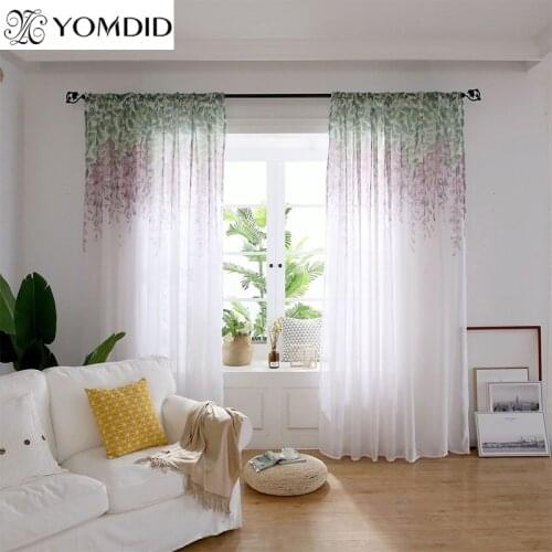 Wisteria Flower Design Home Decor Modern Tulle Curtains For Living Room Bedroom Window Sheer Voile Curtains 3 Color Available