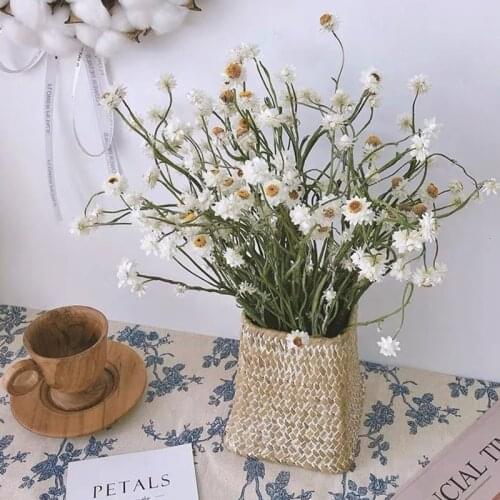 Hand-woven Vase Dried Flowers Home Decoration Accessories Modern Container Bamboo Woven Basket Vasos Para Jardim Florero