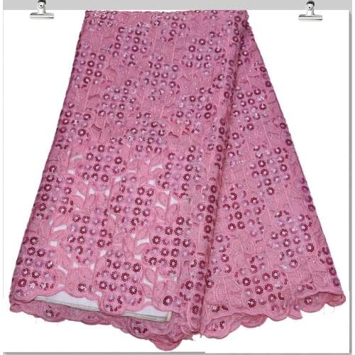 High Quality 2021 Pink Organza Sequins Lace African Lace Fabric French Nigerian Lace Fabrics For women Wedding Dress M10419