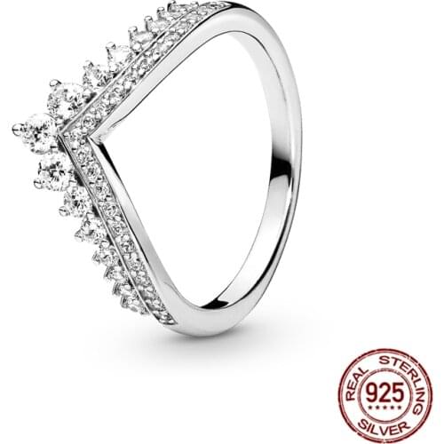 Authentic 925 Sterling Silver Zircon Wishing Bone Ring Zircon Jewelry For Women Wedding Gift CMR023