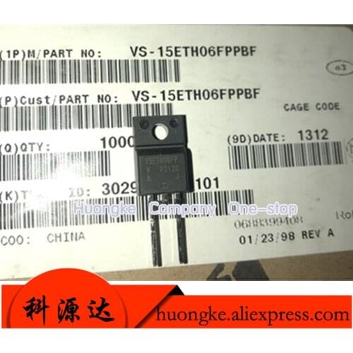 10pcs/lot VS-15ETH06FPPBF 15ETH06FP 15ETH06 TO-220F DIODE GEN PURP 600V 15A
