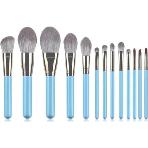 13Pcs Super Soft Blue Makeup Brushes Set Foundation Eyeshadow Contour Lash Make Up Brush Cosmetic Tool