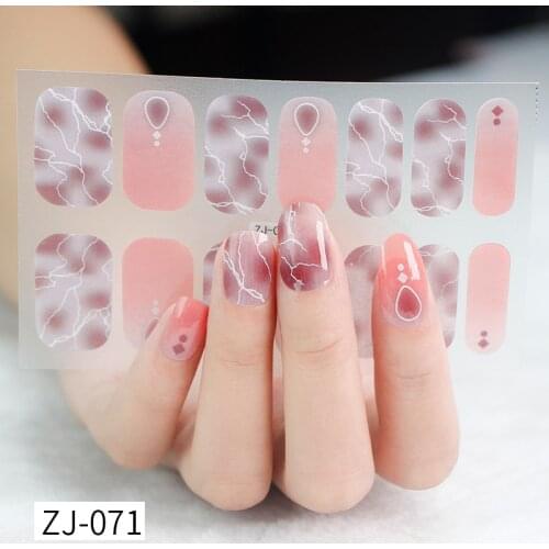 14Tips Nail Art Sticker Fashion Element Gradient Nail Polish Adhesive Manicure Flower Butterfly Decoracion Strips Accessories