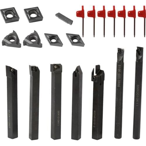 21PCS 12mm Multifunctional Lathe Turning Tool Solid Carbide Inserts Holder Boring Bar With Wrenches For Lathe Turning Tools