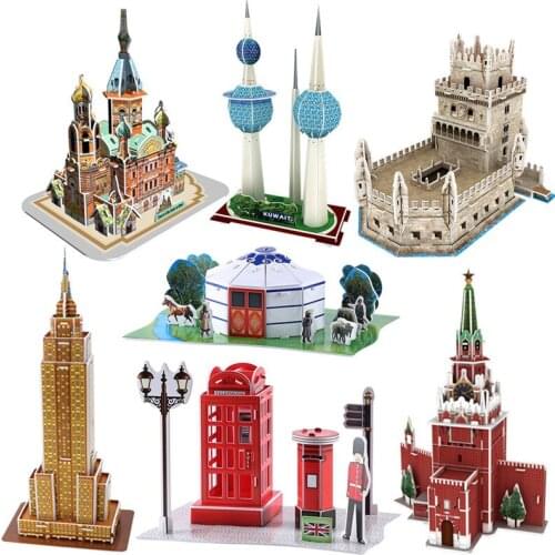 3D Paper Puzzle World Famous Building Model Childrens Educational Creative Diy Assembled Toy Birthday Gift P257